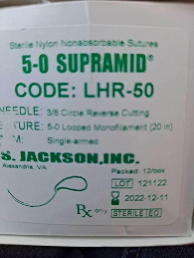 S. JACKSON INC LHR-50   5-0 SUPAMID  (X) Sutures