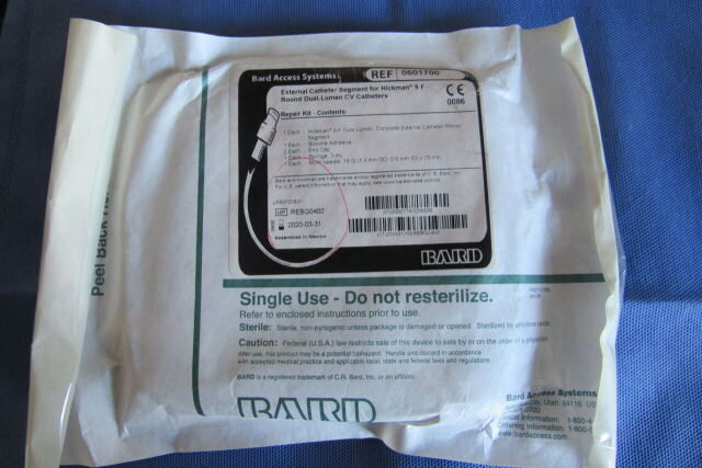 BARD Ref: 0601700 External Catheter Segment for Hickman 9F Round Dual Lumen CV Catheter Repair Kit, Exp.  03/2020