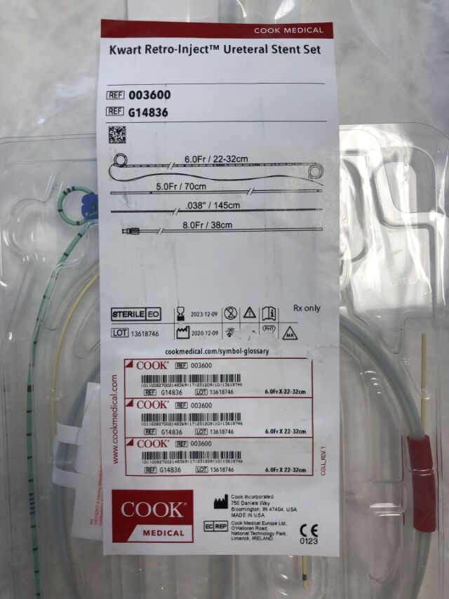 New COOK G14836 Kwart Retro-Inject Ureteral Stent Set 6F Disposables ...