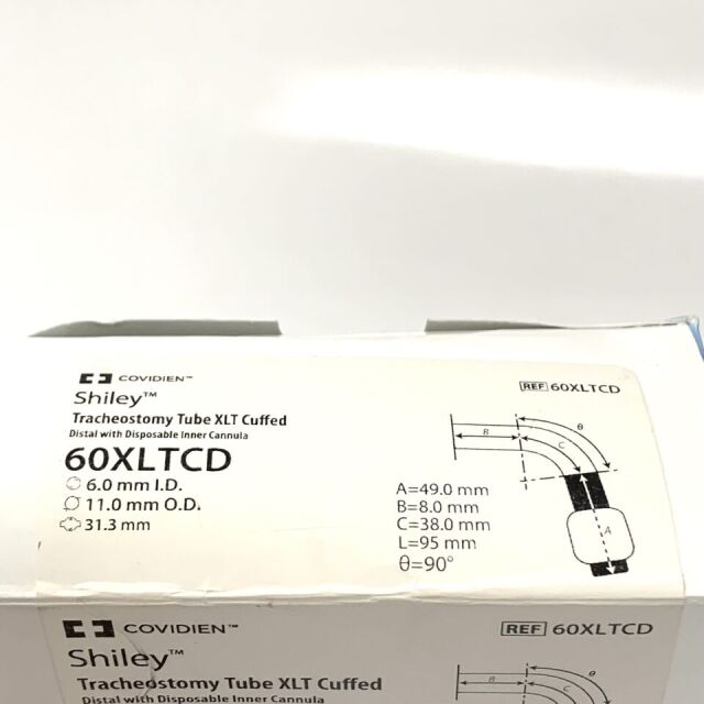 COVIDIEN 60XLTCD REF 60XLTCD, SHILEY TRACHEOSTOMY TUBE XLT CUFFED, EXP 2022-05