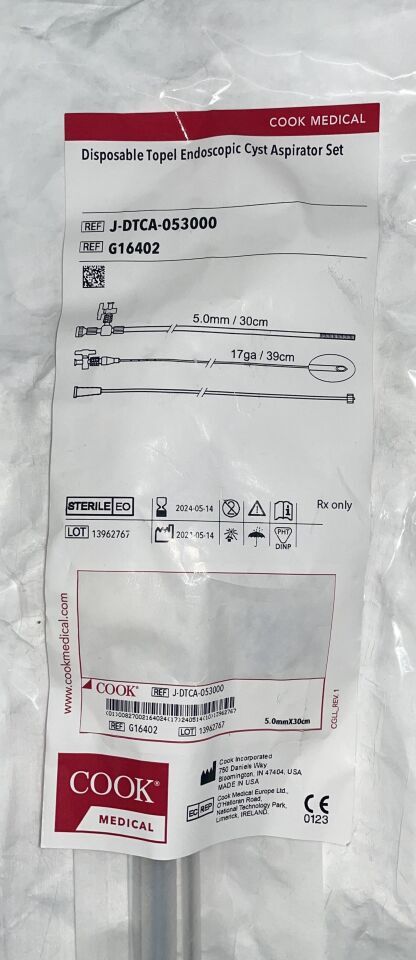 COOK MEDICAL G16402 Disposable Topel Endoscopic Cyst Aspirator Set