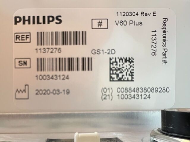 PHILIPS 1x  V60 Plus YOM 2020 with HFT 334hours used only Ventilator