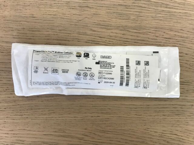 BARD F122080 PowerGlide Pro Midline Catheter 22G x 8cm (X)