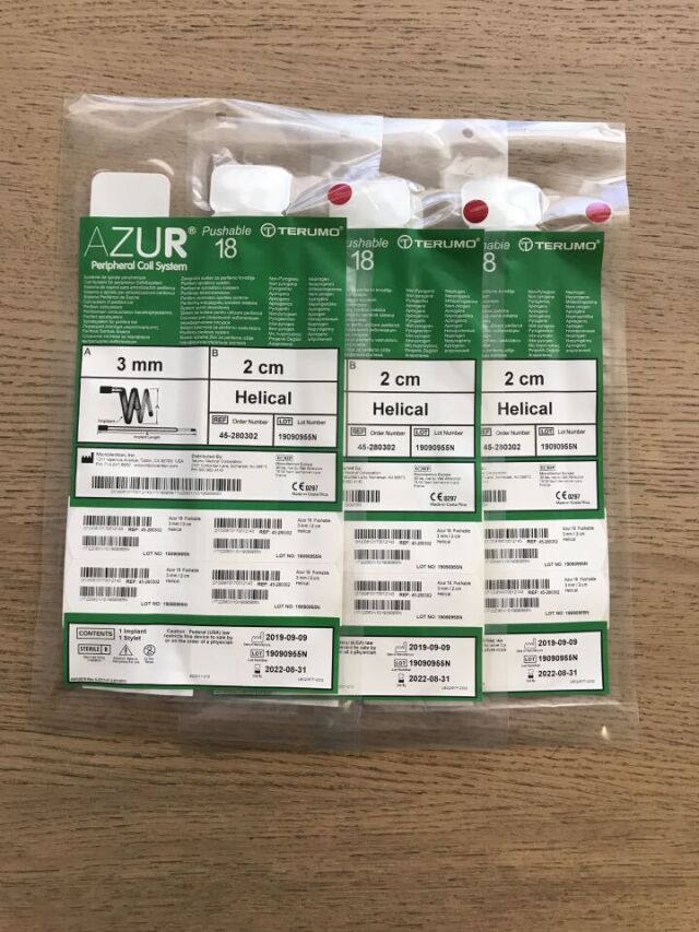 TERUMO 45-280302 Azur Peripheral Coil System Pushable 18 (3/Box)(X)