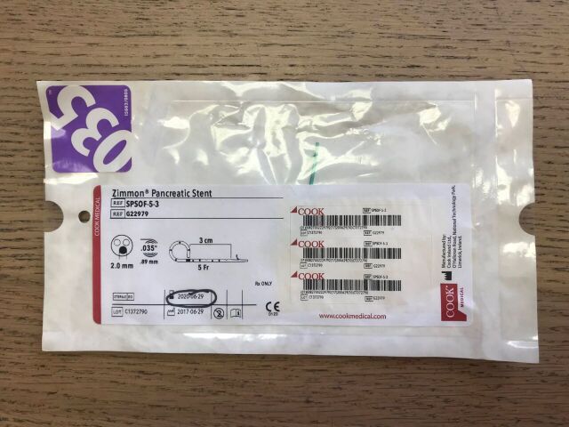 COOK G22979 Zimmon Pancreatic Stent 3cm x 5F (X)