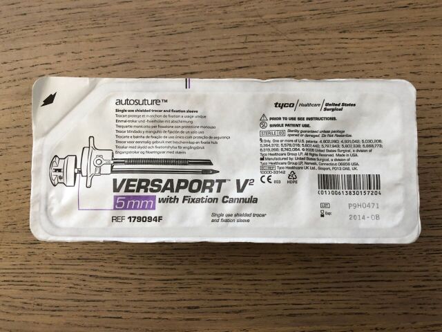 COVIDIEN /TYCO 179094F VersaPort V2 w/Fixation Cannula, Single Use Shielded Trocar and Fixation Sleeve 5mm (X)