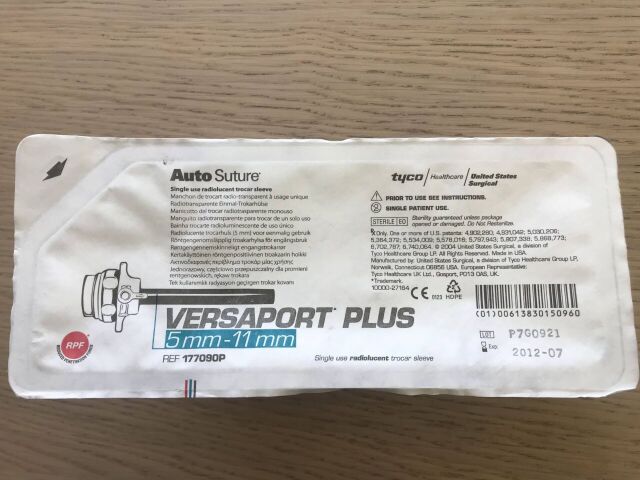 TYCO 177090P Auto Suture Versaport Plus 5mm-11mm Single Use Radiolucent Trocar Sleeve (X)