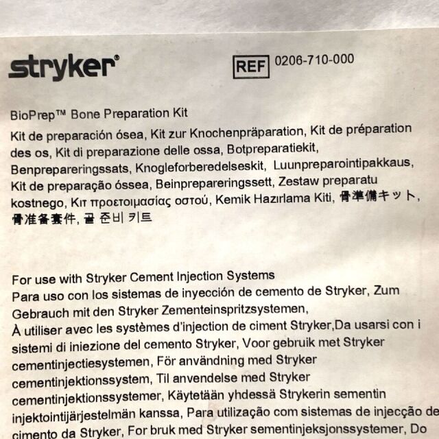 STRYKER 0206-710-000 BIOPREP BONE PREPARATION KIT, EXP 2023-03