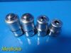 UNBRANDED Lot of 4 Microscope Objectives / Lenses (100/1.25, 4-0.65, 1-0.25, 4/0.1)