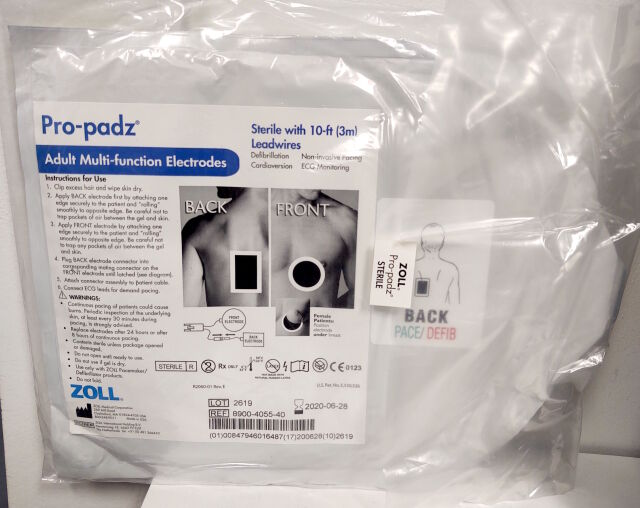 ZOLL 8900-4055-40 PRO-PADZ ADULT MULTIFUNCTION ELECTRODES w/10' LEAD WIRES , FRONT & BACK Set (Expired)