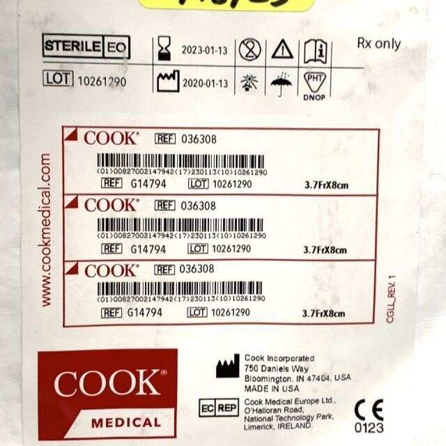 COOK MEDICAL G14794 C-FLEX DOUBLE PIGTAIL URETERAL STENT, EXP 2023-01