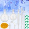 CROSSOCEAN Glass Kit 13pcs Distillation 24/40 Joints Distillation Apparatus Borosilicate Glass Lab Glassware Kit w/ 1000ml Round Bottom Flask
