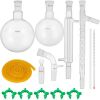 CROSSOCEAN Glass Kit 13pcs Distillation 24/40 Joints Distillation Apparatus Borosilicate Glass Lab Glassware Kit w/ 1000ml Round Bottom Flask