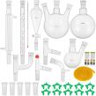 CROSSOCEAN 32PC Set New Glassware 24/40 Lab 32PCS Chemistry Lab Distillation Kit 250 1000ml for Separation Purification