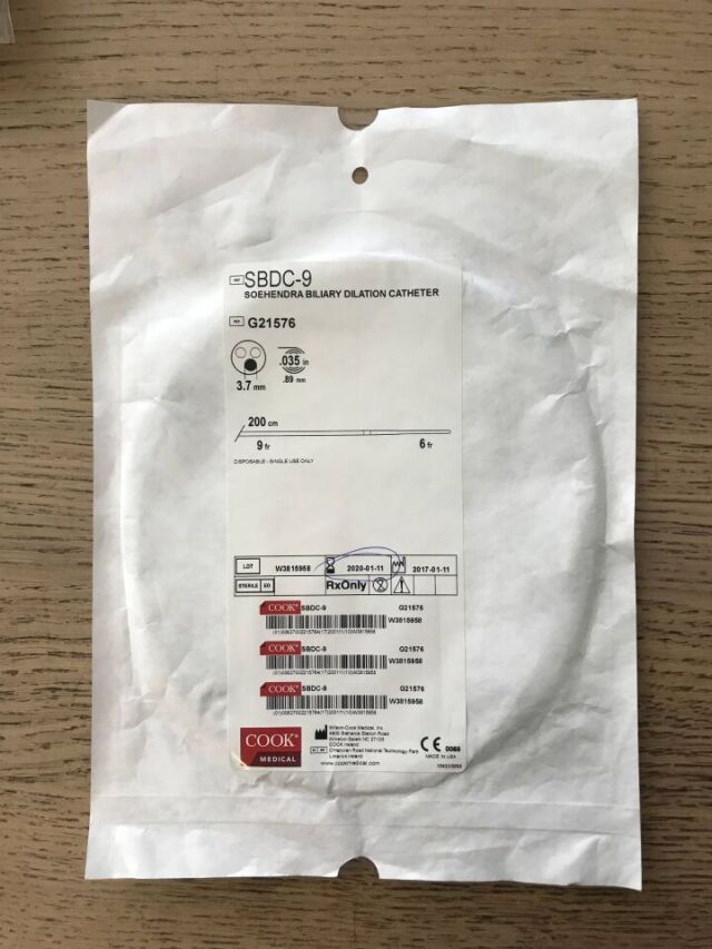 COOK G21576 Soehendra Biliary Dilation Catheter 9F-6F 200cm (X)