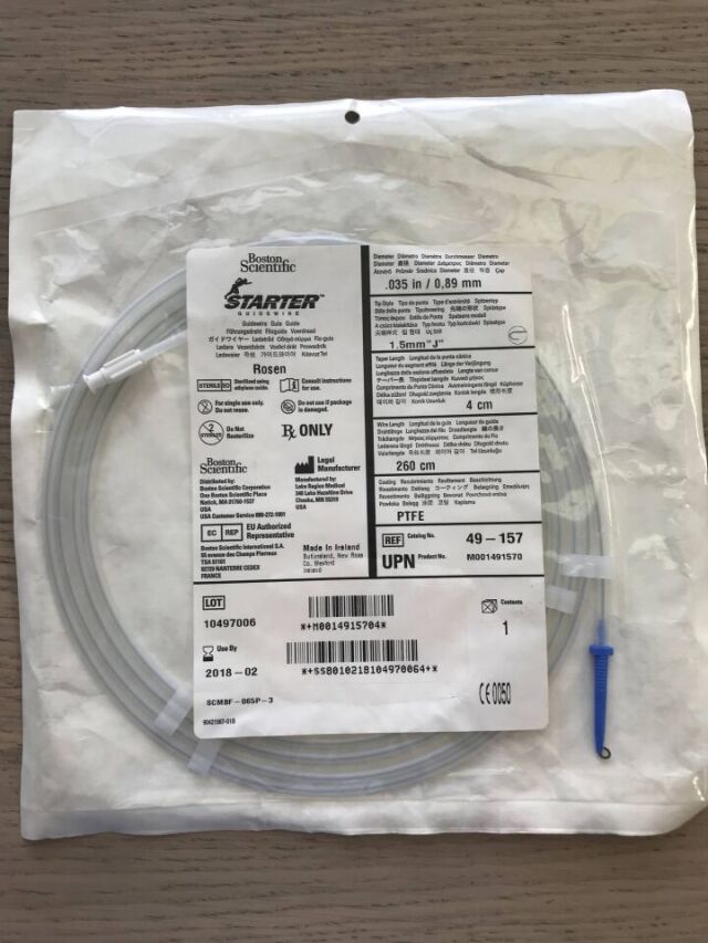 BOSTON SCIENTIFIC 49-157 Starter Guidewire Rosen J PTFE  .035in/0.89mm, 1.5mm(X)