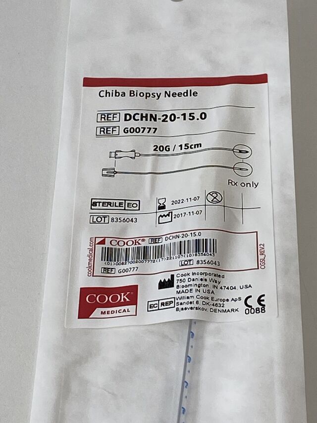 COOK MEDICAL Chiba Biopsy Needle  G00777 Exp.2022-11  (T28)   G00777 Chiba Biopsy Needle