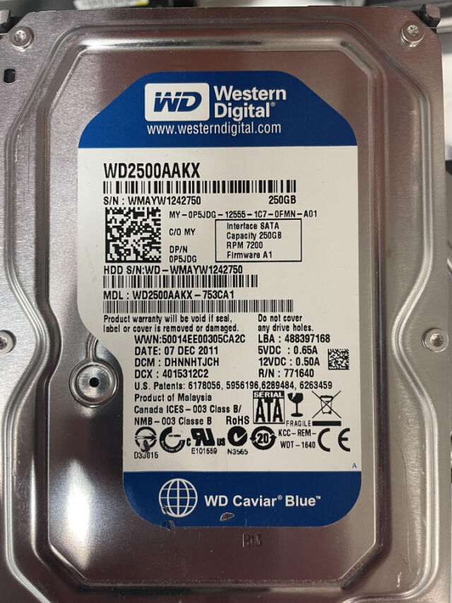 PHILIPS WD2500AAKX Western Digital 250GB 7200RPM 16MB SATA-III Hard Drive CT Scanner