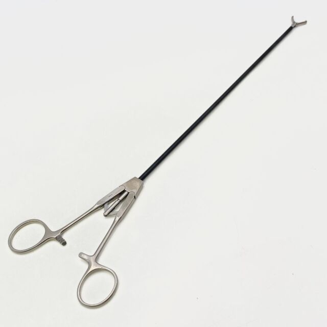 JARIT ( 600-123 ) Winer Grasping Forceps, Cross-Serrated, Disc-Shaped Jaws, In-Line, Ratchet, 14mm Tip, 5mm x 344mm