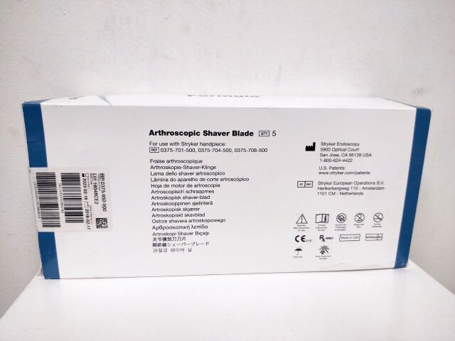 STRYKER 0375-950-000 Formula Aggresive 6 Flute Round Bur 5.5mm x 125mm Arthroscopic Shaver Blade (BOX of 5) Expired 2023/02