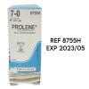 ETHICON REF 8755 7-0 (0.5 metric) 30" (75 cm) PROLENE (Polypropylene) Suture BLUE MONOFILAMENT BV175-8 9.3 mm 3/8c Taper, EXP 2023/05 Sutures