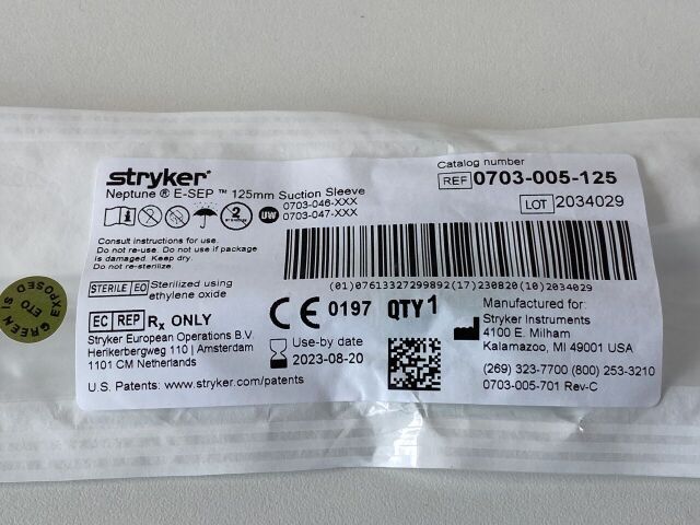 STRYKER Neptune E-Sep 125mm  0703-005-125   Exp.2023-08   (a10) Neptune E-Sep 125mm