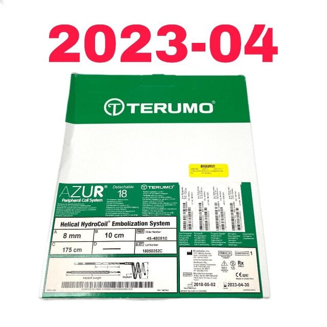 TERUMO REF 45-480810, AZUR HELICAL HYDROCOIL EMBOLIZATION SYSTEM, EXP 2023-04