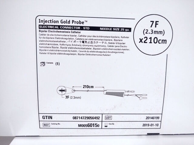 BOSTON SCIENTIFIC 6015 Injection Gold Probe 7F (2.3mm) x 210cm Electrical Connector - STD , Bipolar Electrohemostasis Catheter (Expired) 6015 Expired