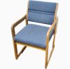 WOODEN MALLET ( DW1-1MOCG ) Blue Office Waiting Room Chair with Medium Oak Construction, 15" Backrest Height Exam Chair