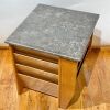WOODEN MALLET ( ‎DM1-BGMO ) Medical Office End Table with Magazine Pockets with Black Granite Look Top, Medium Oak Exam Room Suite