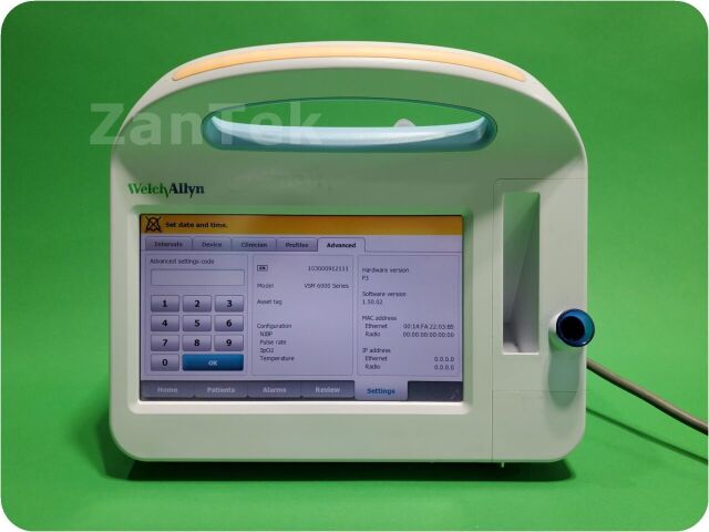 WELCH ALLYN 6000 Series Vital Signs Monitor Masimo SPO2, NIBP, Temp, Recorder, Stand and Accessories