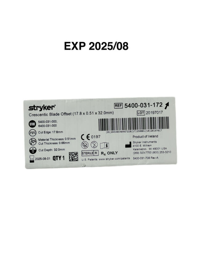 STRYKER REF 5400-031-172 CRESCENTIC BLADE OFFSET 18.5MM X 32MM X 0.51MM, EXP 2025/08