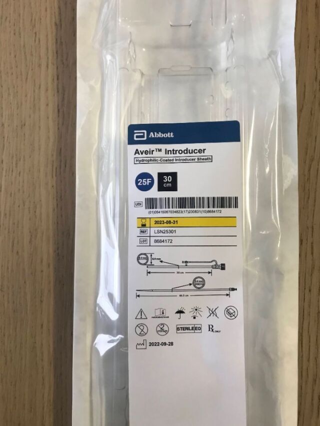 New ABBOTT LSN25301 Aveir Introducer Hydrophilic-Coated Introducer ...