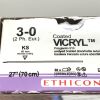 ETHICON REF J663H, Coated VICRYL POLYGLACTIN 910, UNDYED BRAIDED ABSORBABLE SUTURE, EXP 2026-09
