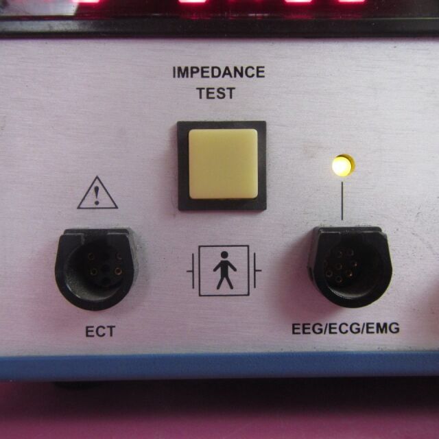Ectonustim 3 ECT machine with scalp electrodes, English, 1958-1965.