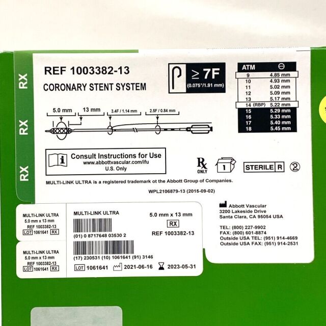 ABBOTT REF 1003382-13, CORONARY STENT SYSTEM, EXP 2023-05