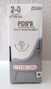 ETHICON Z339H PDS II , Taper Point, Absorbable, CT-1 36mm ½ Circle, Violet Monofilament 27" / 70cm, Size: 2-0, Box/36 Expired Sutures