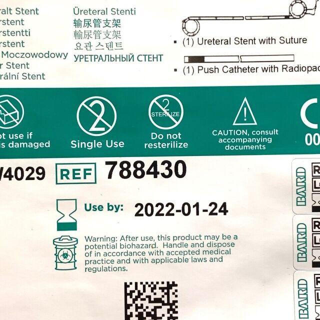 BARD REF 788430, INLAY OPTIMA URETERAL STENT, EXP 2022-01