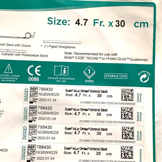 BARD REF 788430, INLAY OPTIMA URETERAL STENT, EXP 2022-01