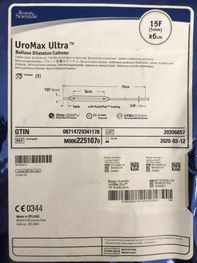 BOSTON SCIENTIFIC 225107 UroMax Ultra Balloon Dilatation Catheter 15F x 6cm(X)