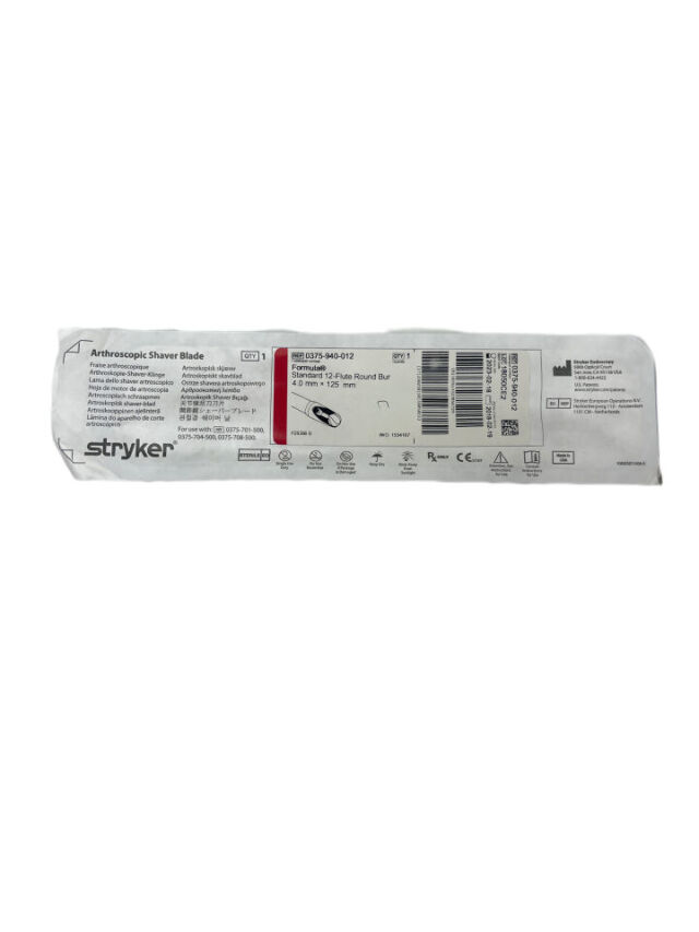 STRYKER REF 0375-940-012 Formula Standard 12-Flute Round Bur 4 0 mm × 125 mm, EXP 2023/02