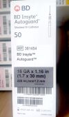 BD 381454 Insyte Autoguard Shielded IV Catheter 16G x 1.16" (1.7x30mm) 220mL/min  (BOX/50) 2025/09/30)