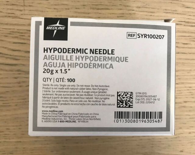 MEDTRONIC SYR100207 Hypodermic Needle 20G x 1.5in (100/Box)