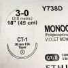 ETHICON REF Y738D, MONOCRYL (Poliglecaprone 25) Suture VIOLET MONOFILAMENT, EXP 2024-01