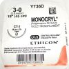 ETHICON REF Y738D, MONOCRYL (Poliglecaprone 25) Suture VIOLET MONOFILAMENT, EXP 2024-01