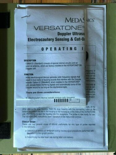 MEDASONICS 101-0011-030 D8 Versatone Ultrasonics  w/ P84 Probe, Instructions, Cord