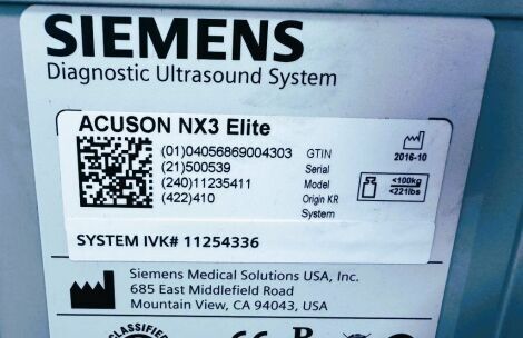 ACUSON/SIEMENS Acuson Antares NX3 Elite 2016 Siemens