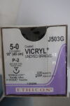 ETHICON J503G Coated Vicryl Absorbable Braided Polyglactin 910 Suture, Size 5-0, 18 in. Length, P-2 Needle