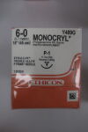 ETHICON Y489G Monocryl Absorbable Monofilament Poliglecaprone 25 Suture, Size 6-0, 18 in. Length, P-1 Needle
