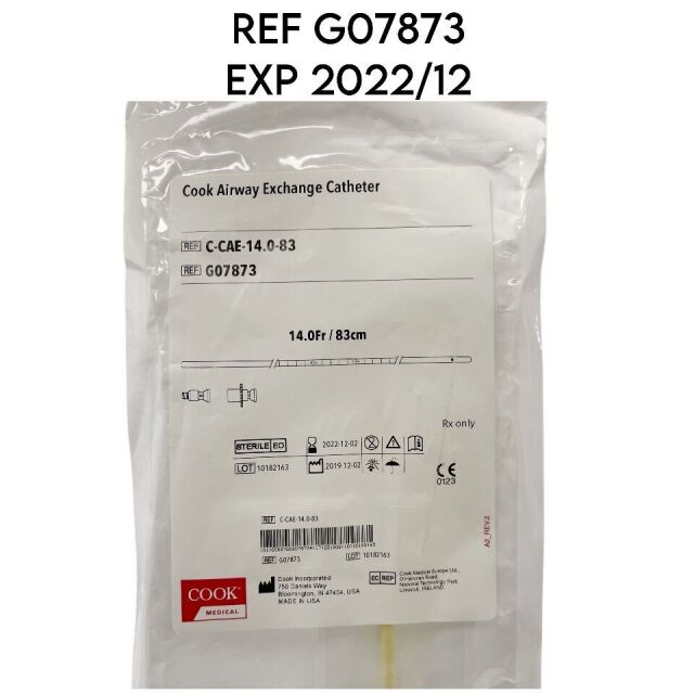 COOK MEDICAL REF G07873 Cook Airway Exchange Catheter, 14.0Fr / 83cm EXP. 2022/12